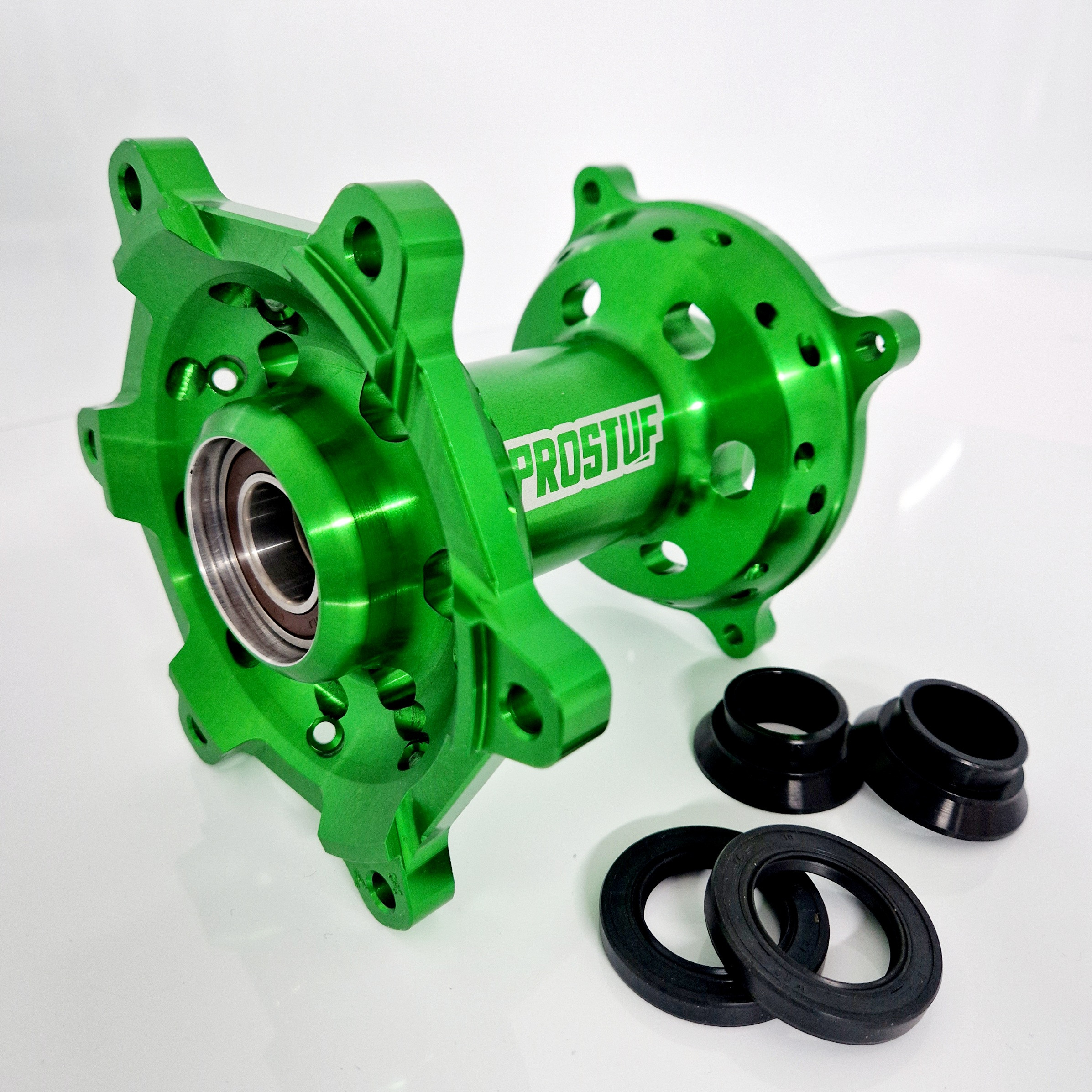 こー(プロフ必読) Rear Hub - Kawasaki KX125-250 90-02 + KX500 90-04 - Green - Prostuf