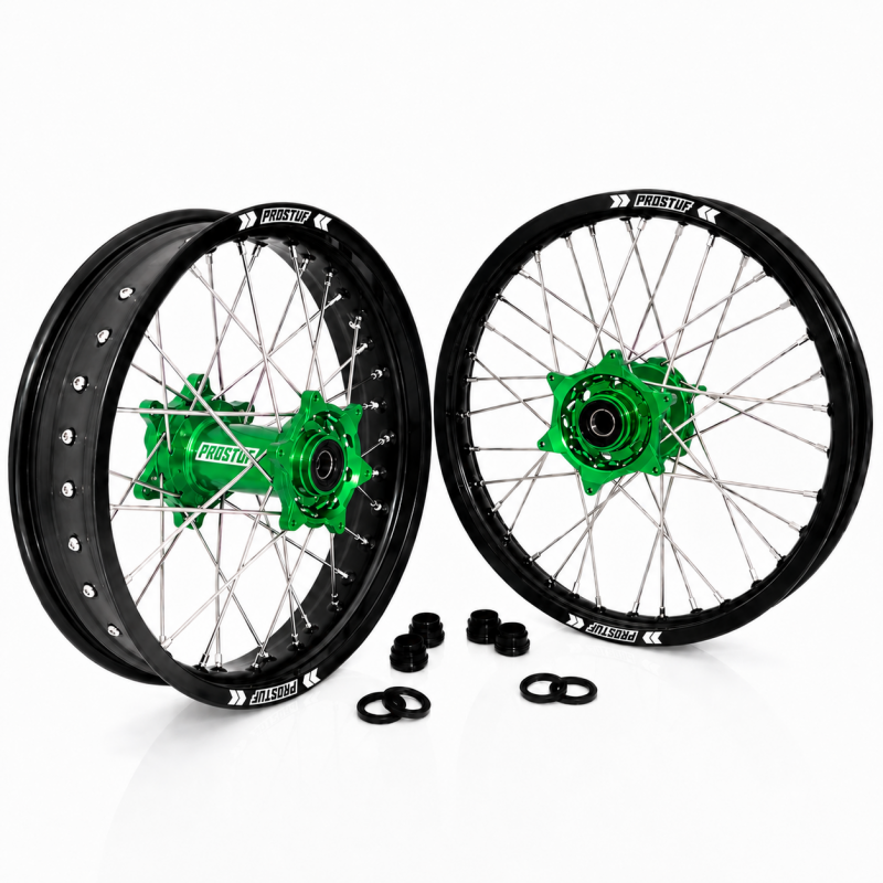Paire de roues Supermotard PROSTUF - Kawasaki 125-250 KX 04-08 + 250-450 KXF 06-25 - Personnalisable